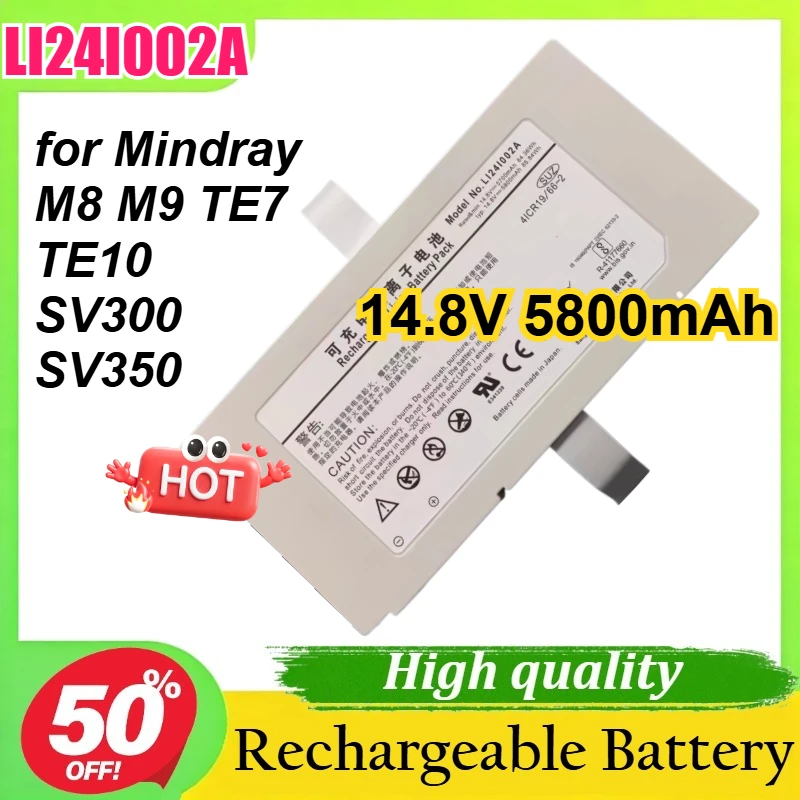 

LI24I002A Battery for Mindray M8 M9 TE7 TE10 SV300 SV350 14.8V 5800mAh Breathing Machine Lithium Battery