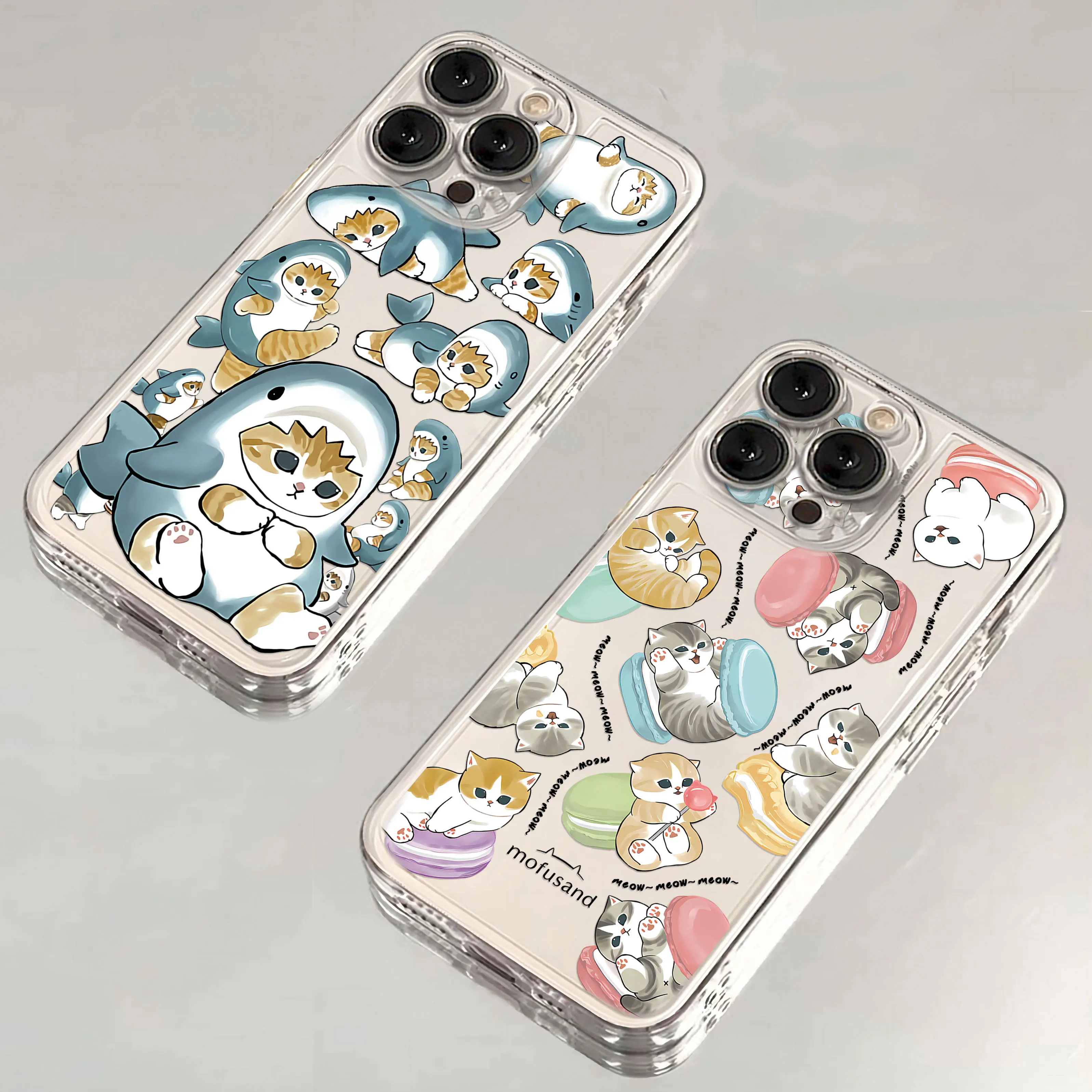 Cute M-Mofusands cat Phone Case For iPhone 16 15 14 13 12 11 Mini Pro Max X XR XSMax 6S 6 7 8 Plus SE20 Transparent Cover