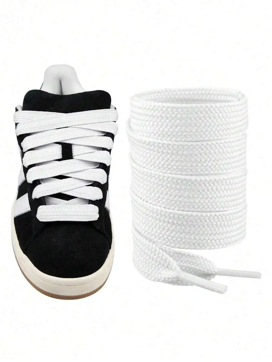 White Flat 120cm Shoelaces For Unisex Sneakers, Running, Basketball, Casual And Trainer Shoes