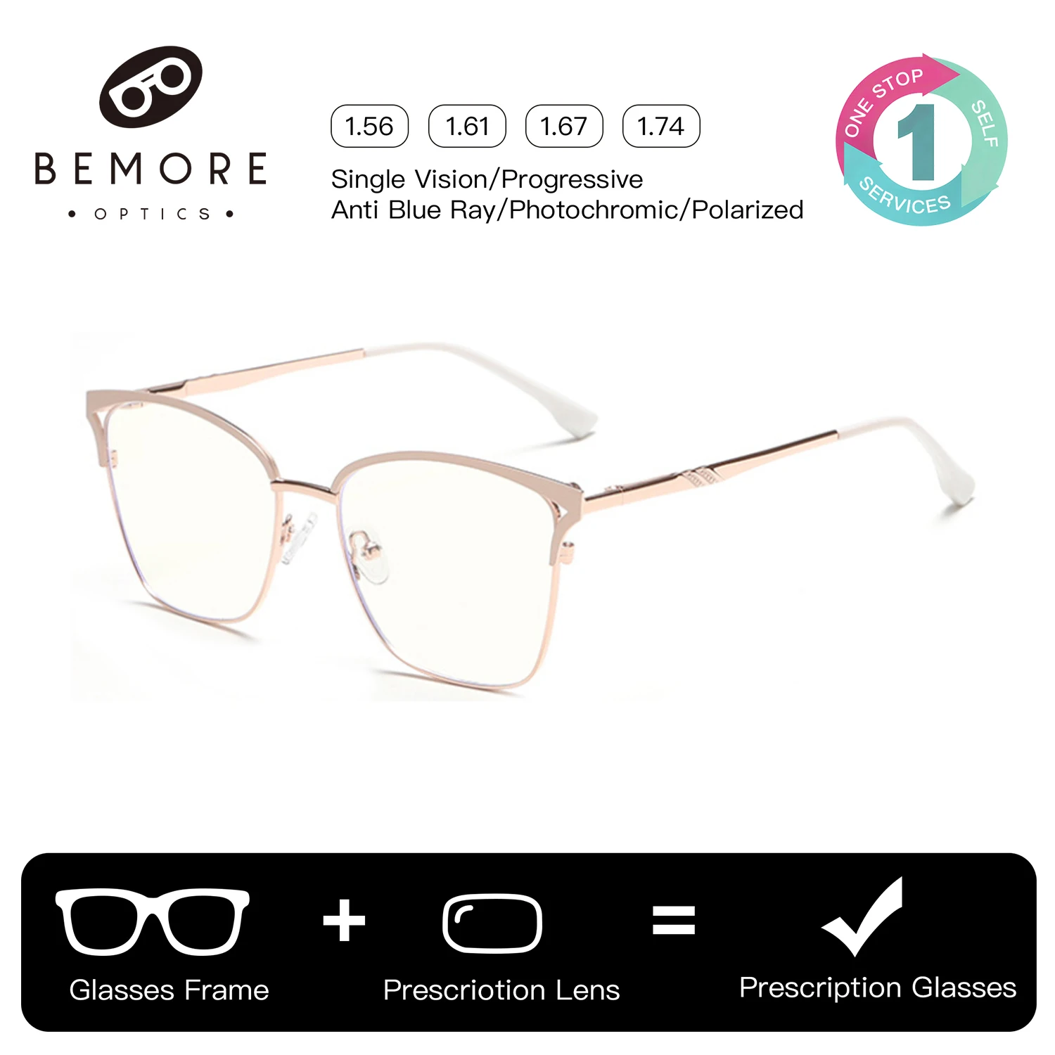 

BEMORE Acetate Square Polarized Magnetic Clip On Prescription Glasses Men Women Myopia Degree Anti Blue Light Optical Eyeglasses