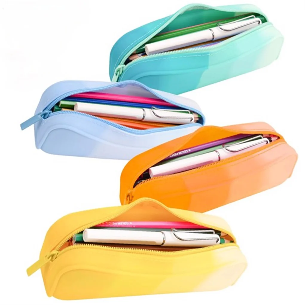 

4PCS Multicolour Pencil Case Pencil Pouches Silicone Waterproof Pen Bag for School Office Supplies