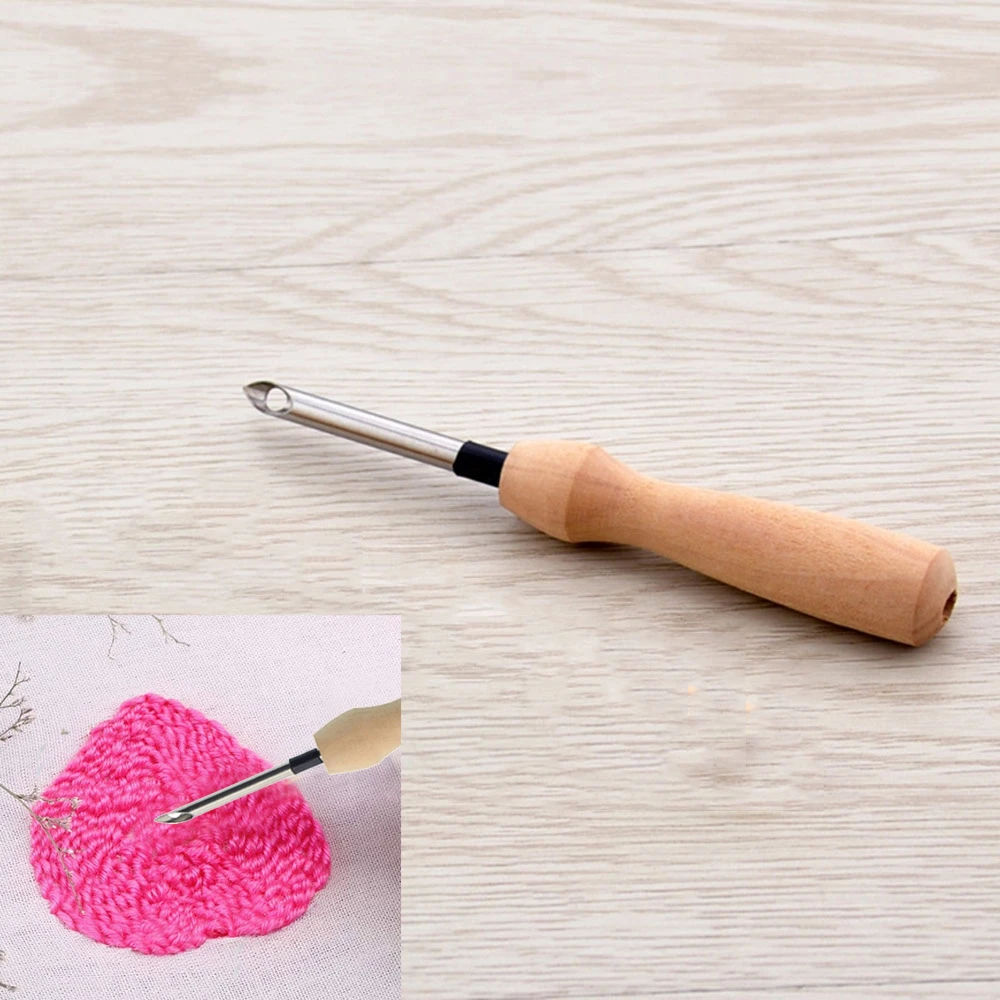 Bolígrafo para tejer y bordar, herramienta con mango de madera, accesorios de costura artesanal, fieltro, punzón artesanal, 1 ud.