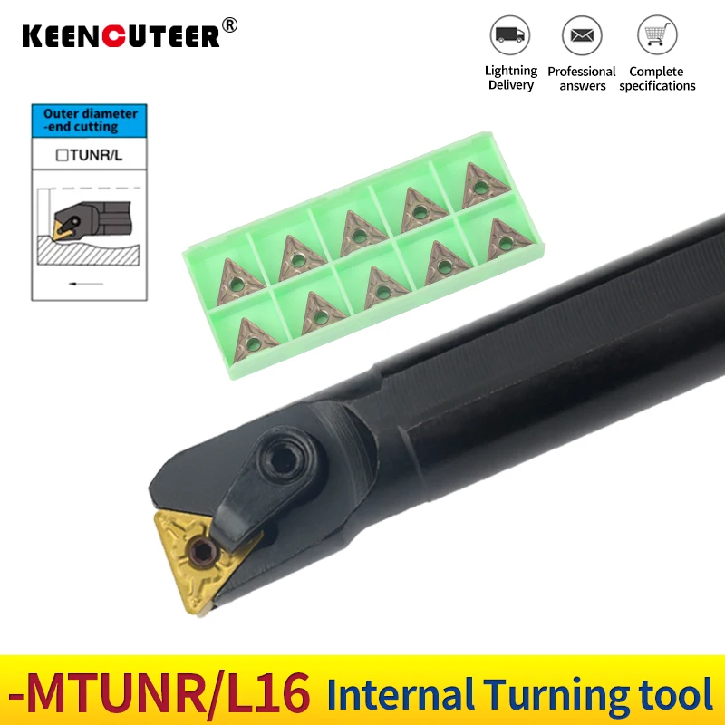 1pc S16Q-MTUNR16 S20R-MTUNR16 S25S-MTUNR16 Internal Turning Tool Holder TNMG16 Carbide Inserts Lathe Bar CNC Cutting Tools Set