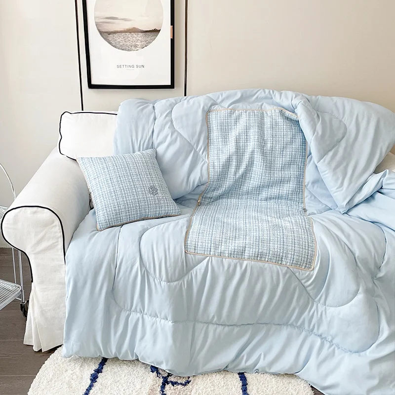 

Плед-подушка в стиле Ins, однотонный, для дивана, для сна, для автомобиля, универсальный, для спальни, для декора дивана