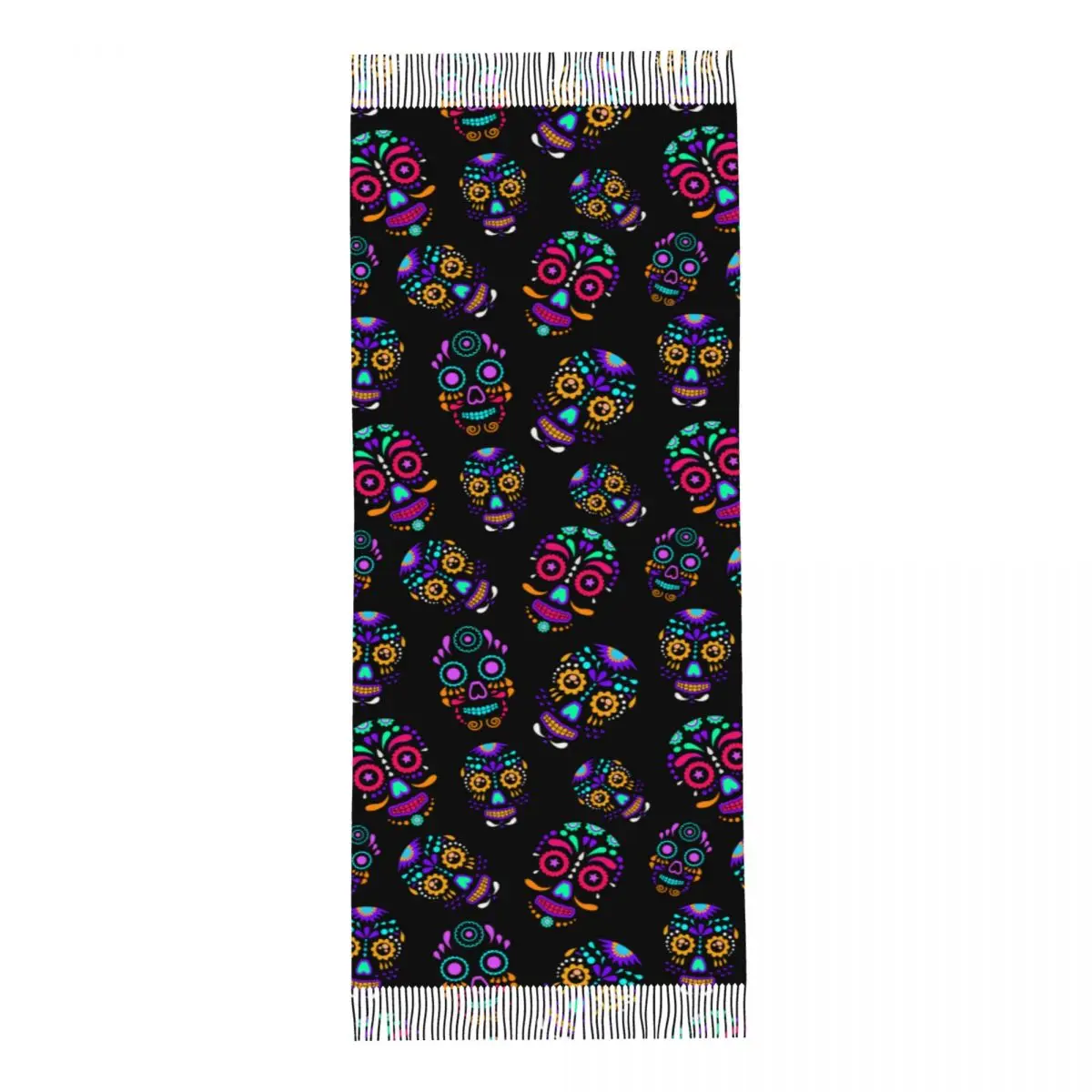 Colorful Sugar Skull Shawl Wraps for Womens Winter Warm Long Soft Scarf Floral Gothic Pashminas Shawl Scarves