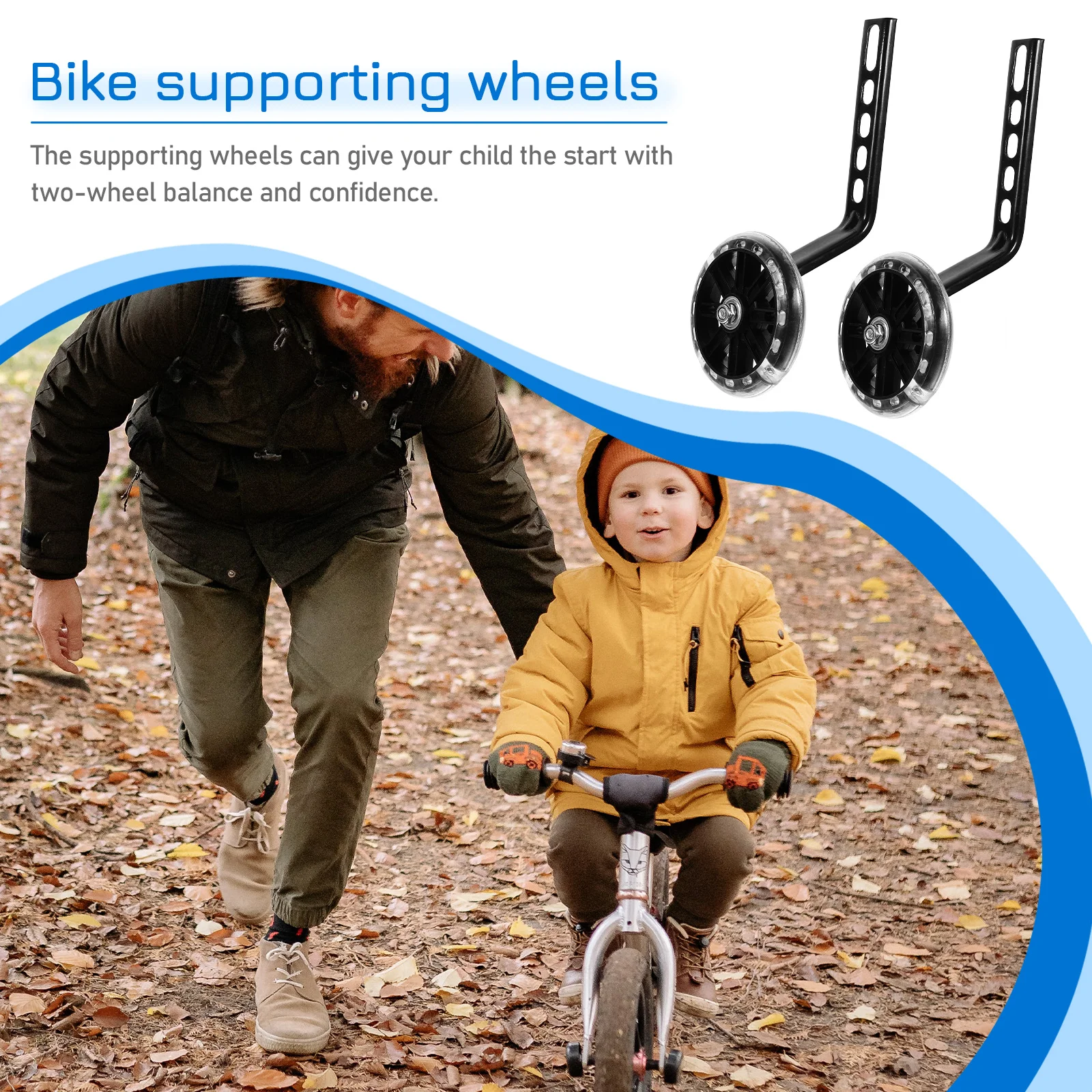

Kids Bike Training Wheel Professional Auxiliary Balance Replaceable Black Children Wheels Durable Safe Practical Two Wheel