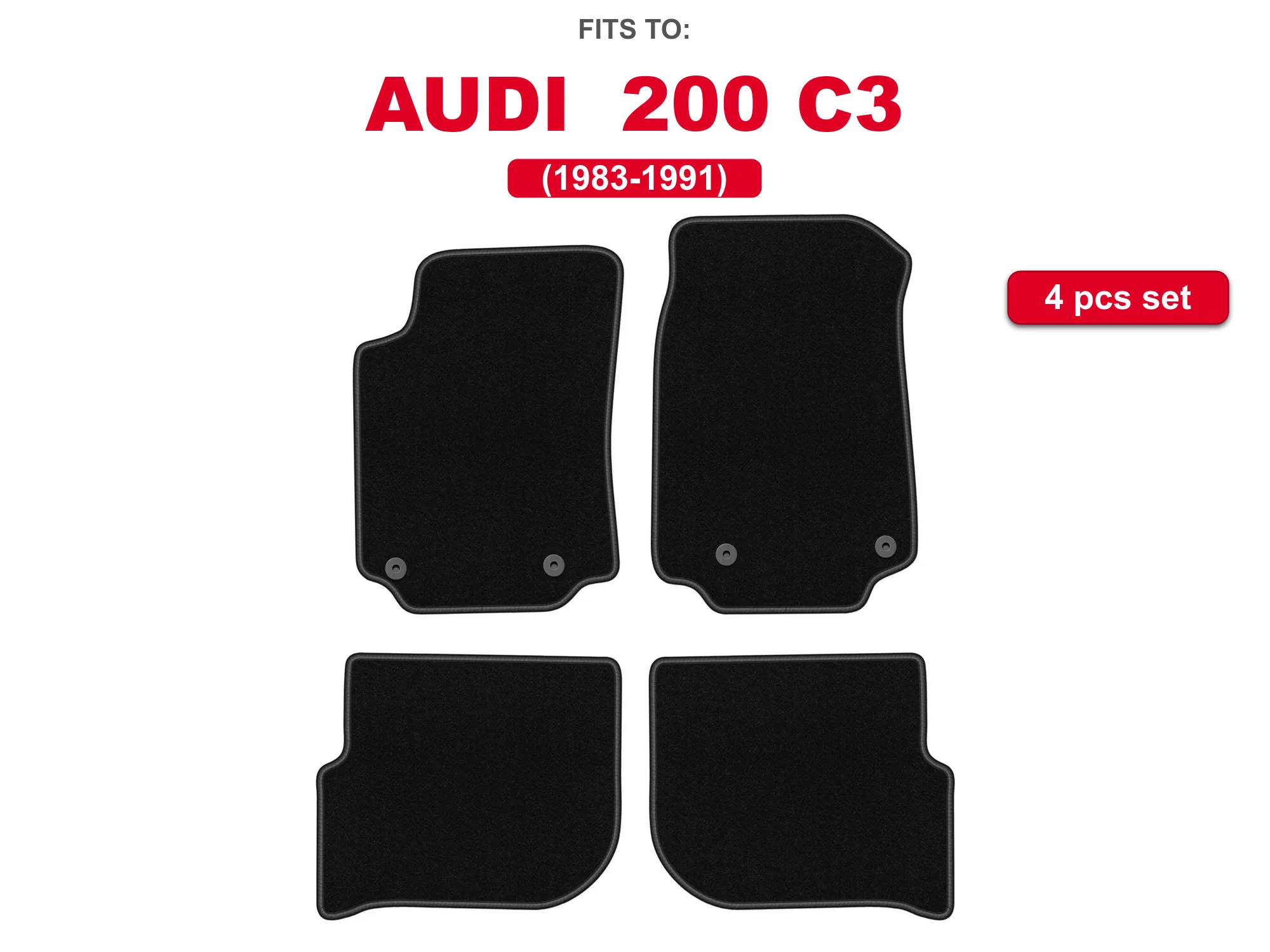 Tapis de voiture en velours pour Audi 100 C3 1983-1991 berline, Avant Black Car, ensemble de tapis de voiture assortis