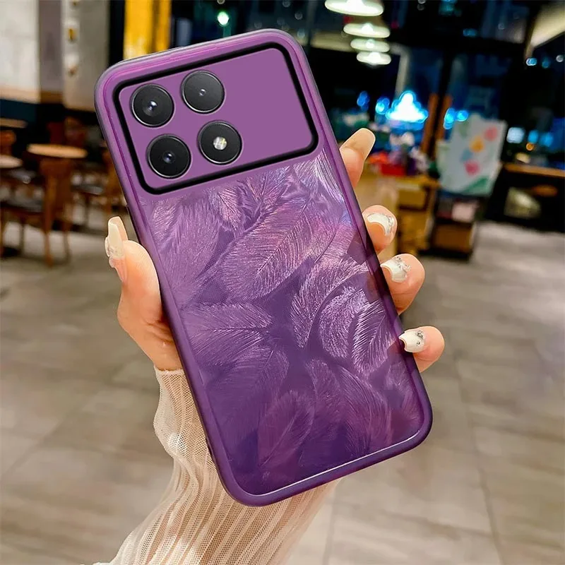 

For Poco X5 Pro X6 M5S X5 M6 F5 M4 Pro 5G X3 C65 F6 For Xiaomi 12T 13T Feather Glitter Paper Case Transparent Bump Cover