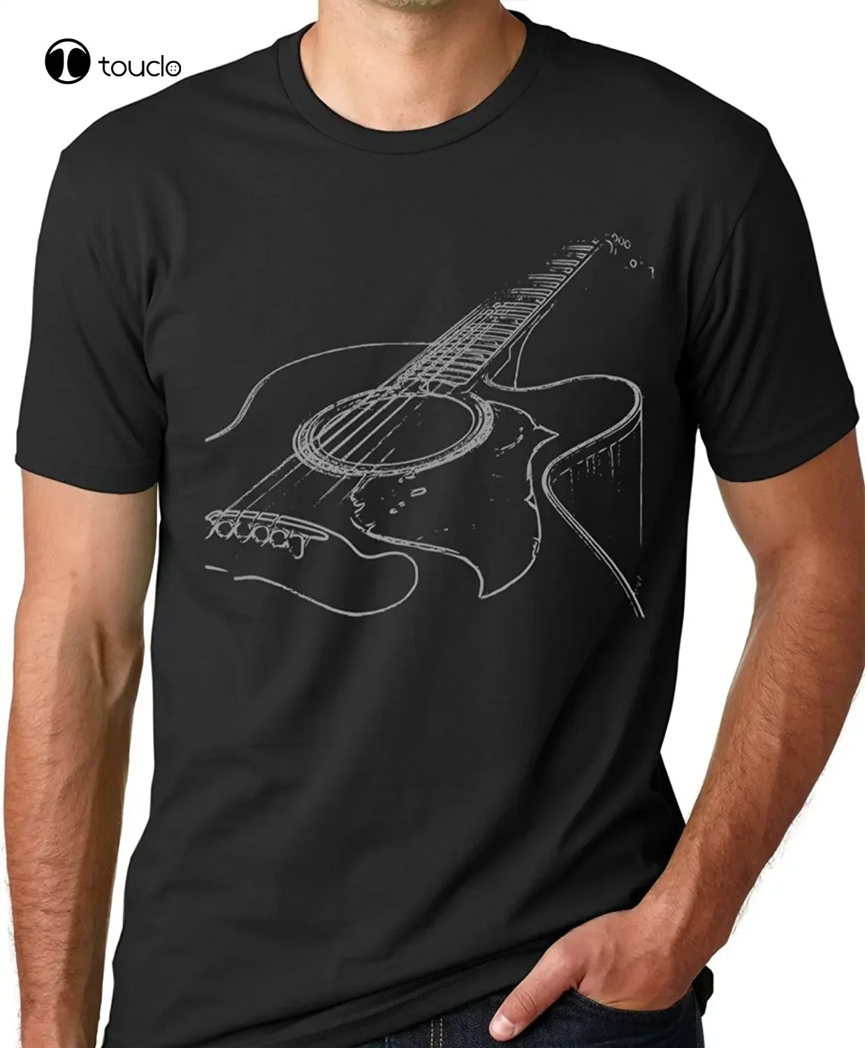 New Summer Cool Tee Shirt Acoustic Guitar T-Shirt Cool Musician Tee Cotton T-Shirt Custom Aldult Teen Unisex Fashion Funny New