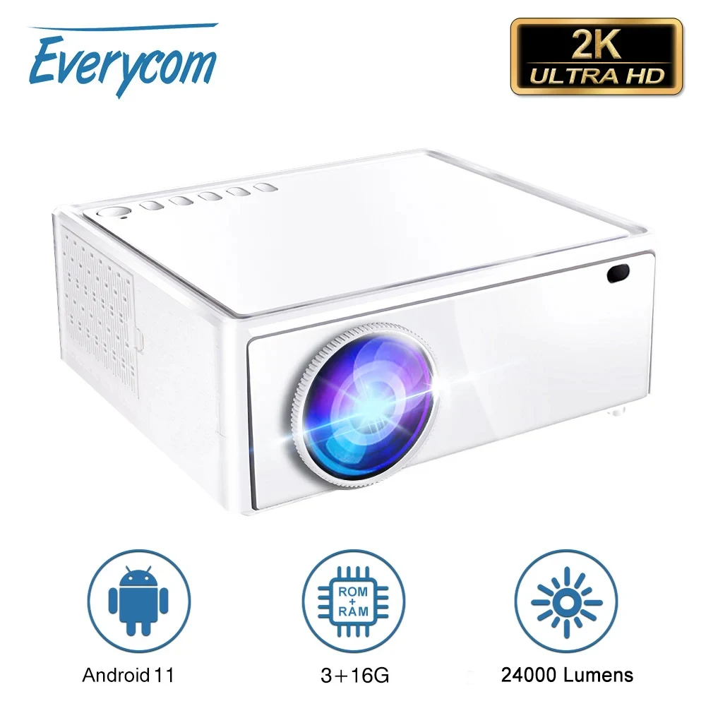 Everycom E700 2K 2560x1440p Beam Projector 4K  24000 Lumens Android 11  Home Movie Theater with 3+16G 5G WIFI Portable Beamer