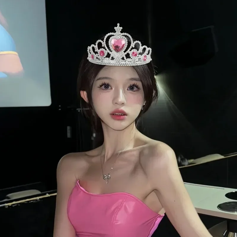 여아용 웨딩 퀸 킹 헤어밴드, 핑크 티아라 크라운, 머리 쥬얼리 액세서리, 여성용 헤어 장식, 파란색 생일 크라운 헤어밴드