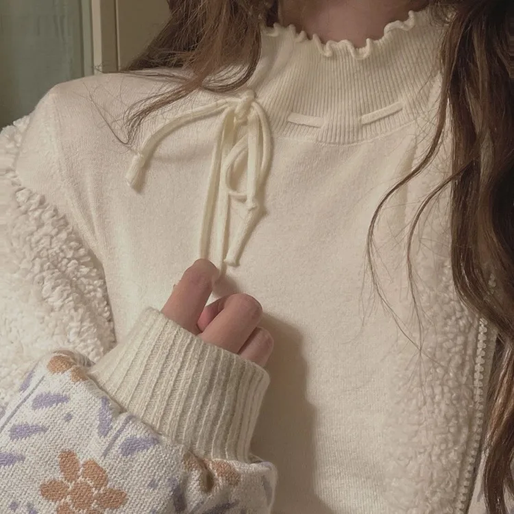 

Простой вязаный пуловер с полувысоким воротником и грибком, осень 2023, новые облегающие топы, женские свитера с длинными рукавами Y2k Mujer