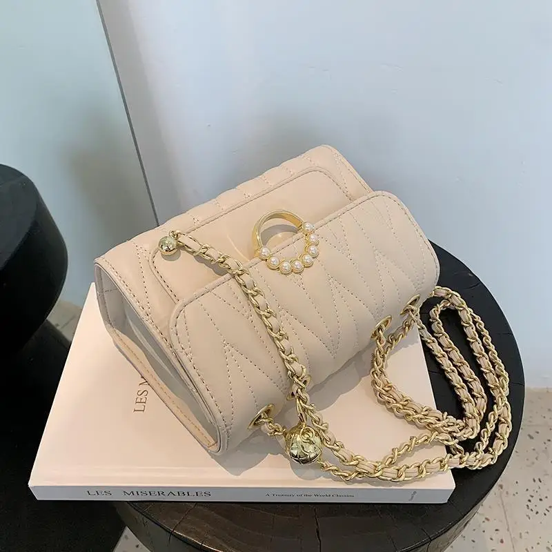 Women\'s PU Leather Shoulder Bag Fashion Commuter Trend Chain Bag Senior Celebrity Versatile Crossbody Bag Mobile Phone Bag