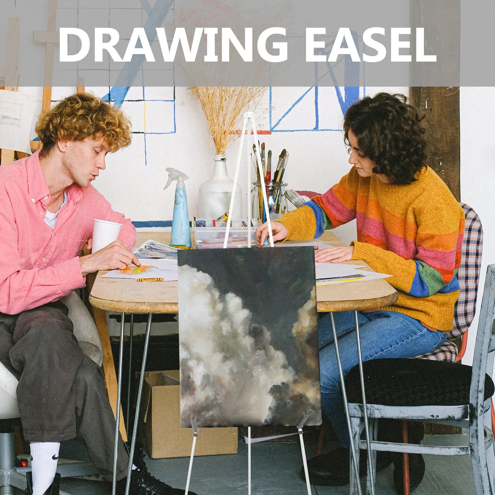 

Foldable Art Easel Stand Aluminum Alloy Portable Painting Display Rack for Outdoor Classroom Use Easel for Display Painting