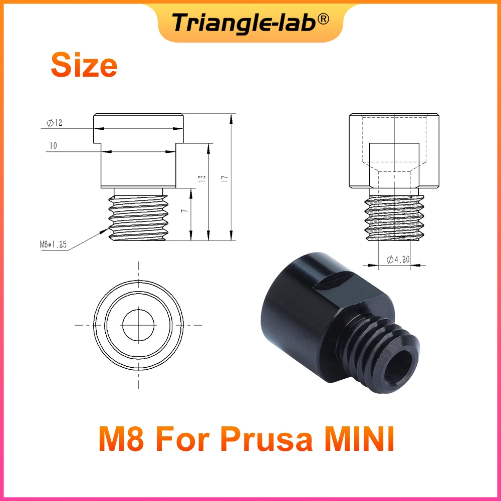 Conector neumático de latón trianglelab C, rosca M8 para extrusora Bowden para extrusora PRUSA MINI, conector neumático de tubo PTFE de 4MM