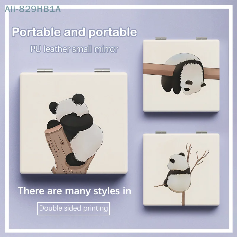 Cute Panda Foldable Makeup Mirror Square Vanity Mirror Portable Hand Mirrors Cosmetic Tools