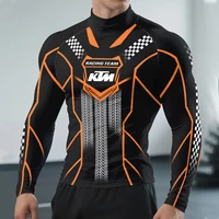 Camiseta Deportiva de Manga Larga para Hombre, Estilo Pista Arcoíris del Equipo de Carreras KTM, Cuello Medio Alto, Multifuncional, Moderna, para Deportes y Fitness