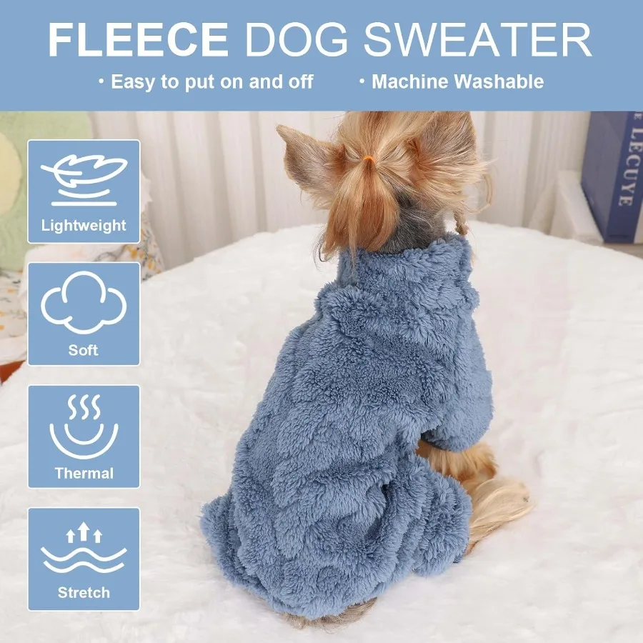 الكلب سترة الصوف الياقة المدورة الشتاء الكلب الملابس للكلاب الصغيرة الفتيات الصبي الدافئة الصوف جرو منامة نيسيس ملابس الحيوانات الأليفة جرو S #5