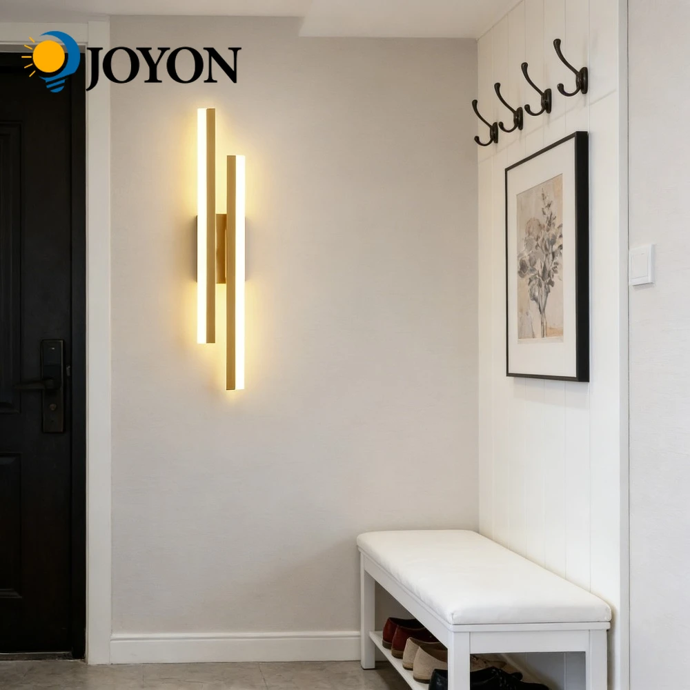 

JOYON светодиодный настенный светильник для спальни, настенные бра, медная линия, акриловый абажур, внутреннее освещение для гостиной, коридора, светильник
