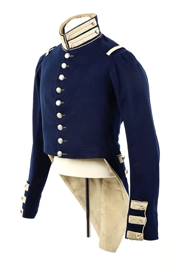1832s Infantry Sergeant Cosplay Cotume Navy Blue Tailcoat 18th Century Military Officer Fancy Coat Costume For Men - view 2