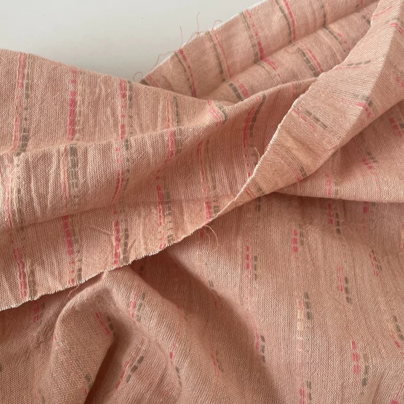 

Pink woven jacquard cotton fabric for blouse dress clothing handmade diy fabric