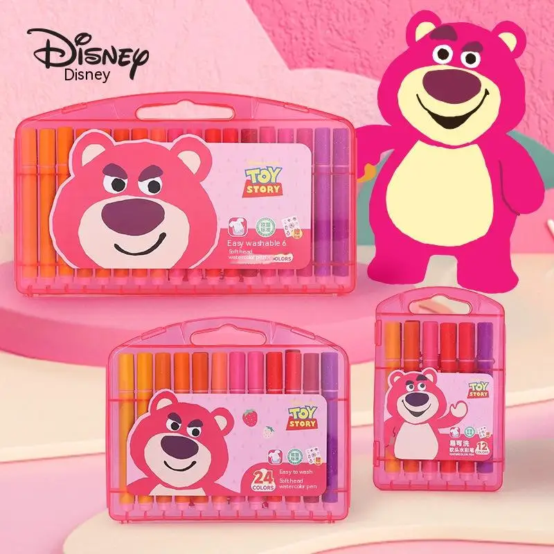 12-36 Colors Disney Lotso Huggin Bear Watercolor Pen Set Kids Stationery Student Painting Graffiti Colored Pen School Supplies