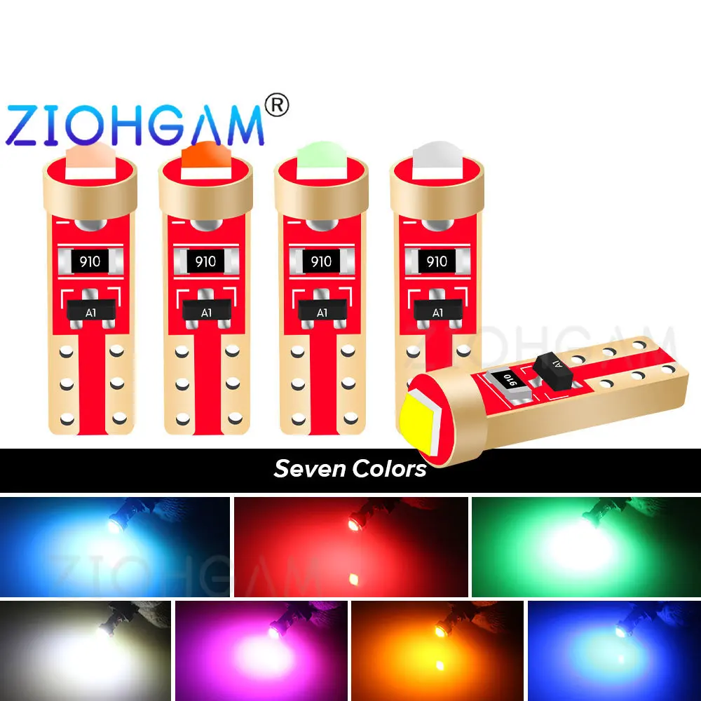 ZIOHGAM 8PCS Led T5 Bulb 73 37 W3W 3030 No Polarity Dashboard Instrument Indicator Map Plate Panel Signal Lamp Light Car Auto