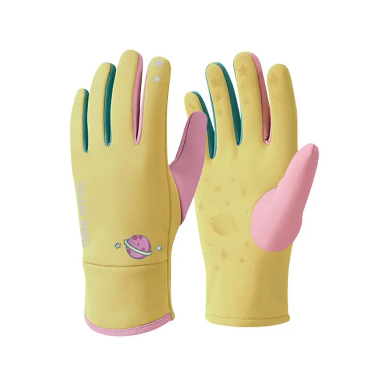 الأطفال بنين بنات رشاقته الشتاء قفازات مخملية الطفل المضادة للانزلاق قفازات التزلج على الجليد الرياضة في الهواء الطلق لركوب الدراجات 7-13 سنة #5