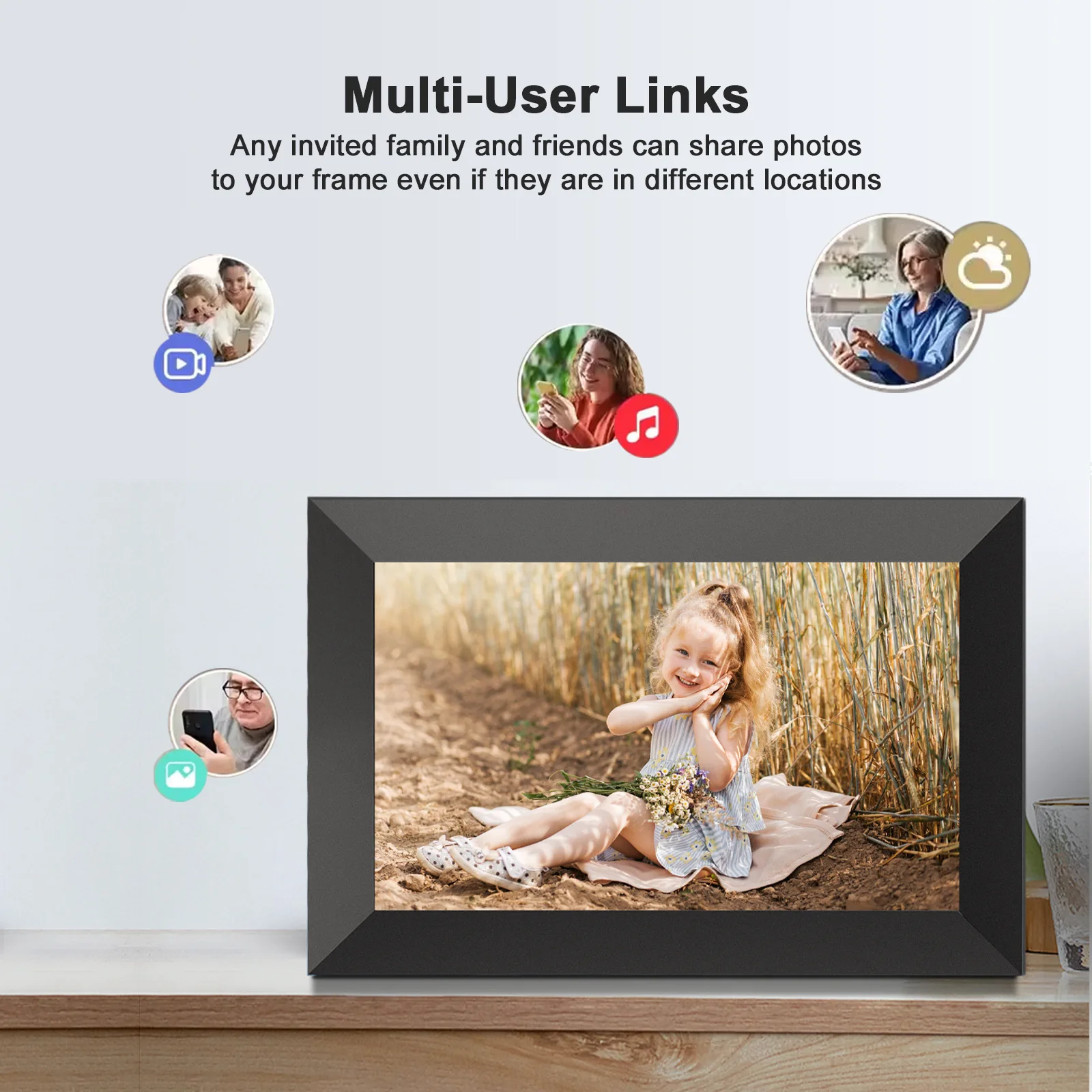 Cross-border 10.1 Digital Photo Frame Frameo Cloud Smart Touch WiFi Wireless Upload Electronic Photo Album  1280x800