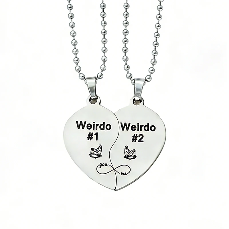 Schmetterling Weirdo # 1. Weirdo # 2-Herz-passende Halskette aus Edelstahl „You And Me“ Infinity-Halsketten für beste Freunde und Schwestern