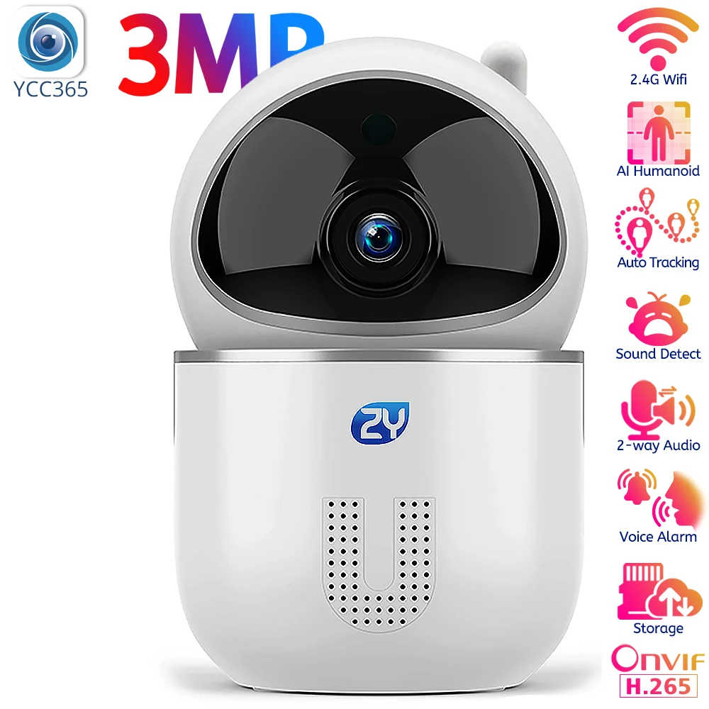 

3MP WiFi IP Camera Pan-Tilt Indoor Home Security Cameras for Pet/Nanny/Baby 2-Way Audio Motion Detect Auto Tracking CCTV Cameras