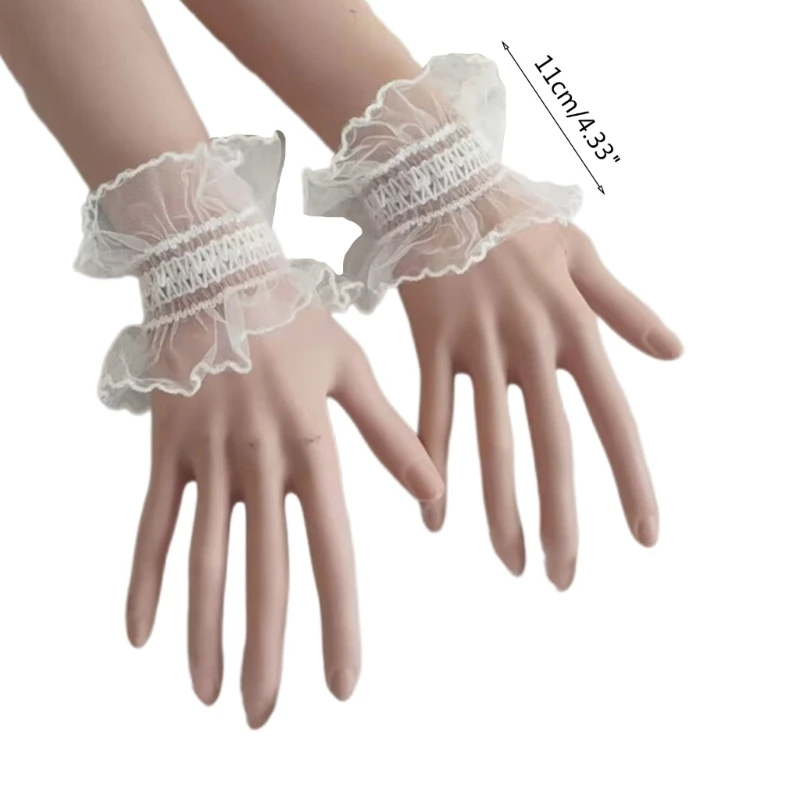 Faux poignets plissés à manches évasées, chemises couleur blanche noire, accessoires décoratifs pour vêtements, poignet