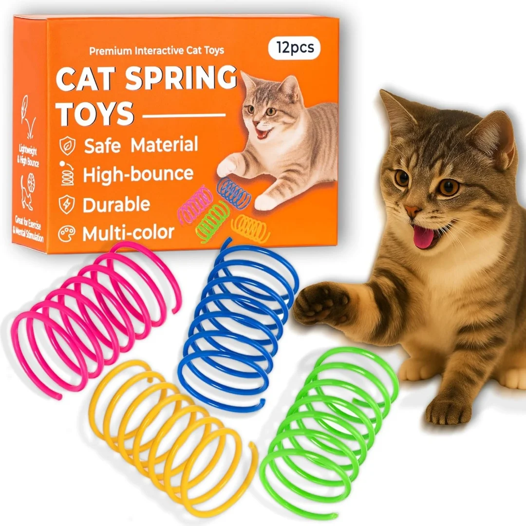 Jouet à ressort pour chat (ensemble de 24 pièces), ressort en spirale en plastique pour jouets pour chats, utilisé pour taper, mordiller, chasser et jouer activement et sainement.