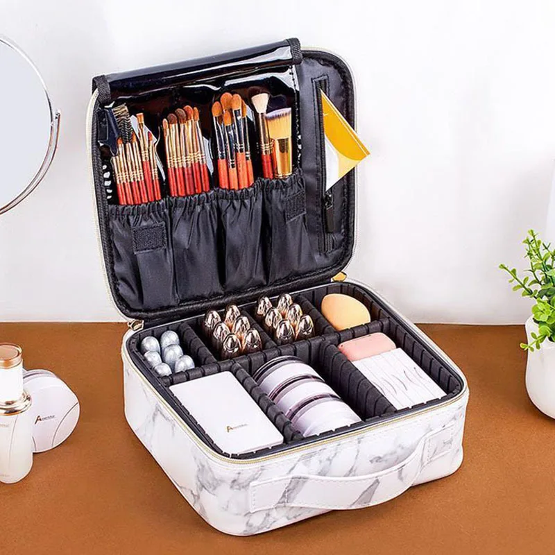 Female Beauty Makeup Organizer Lipstick Brush Storage Box Nail Tool Suitcase Women Cosmetics Bag Profession Makeup Case