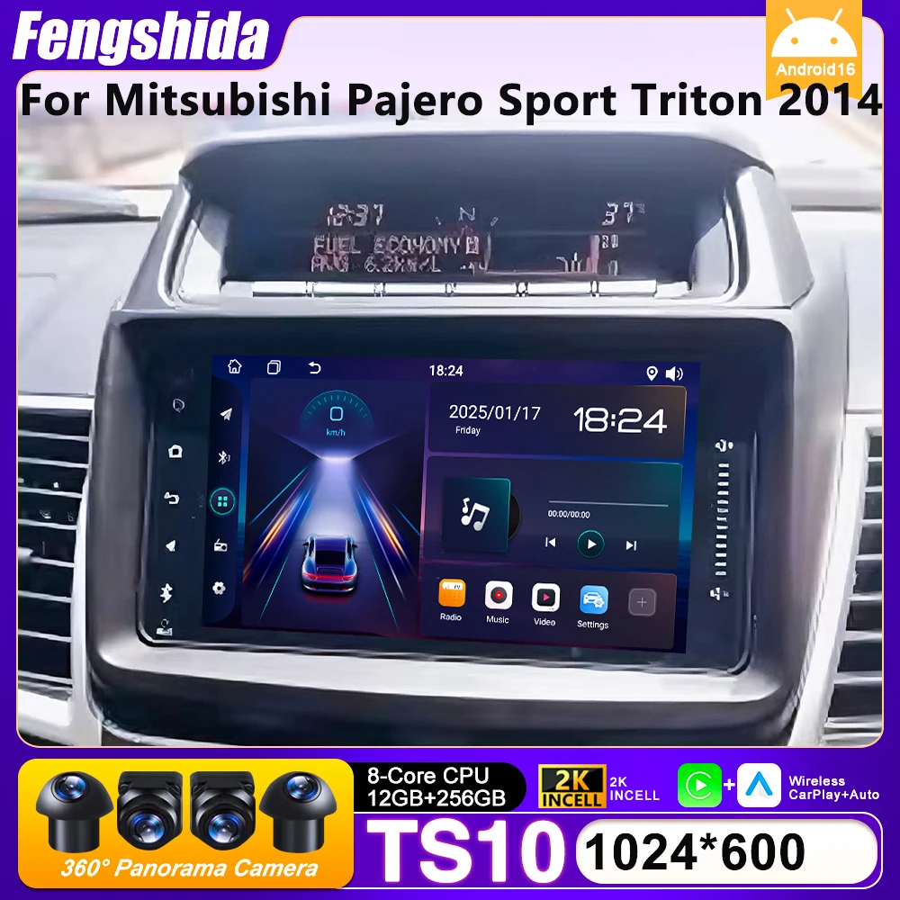 Car Radio Carplay For Mitsubishi Pajero Sport Triton 2014 Navigation GPS Android Auto Stereo Multimedia Player 5G Wifi Bluetooth