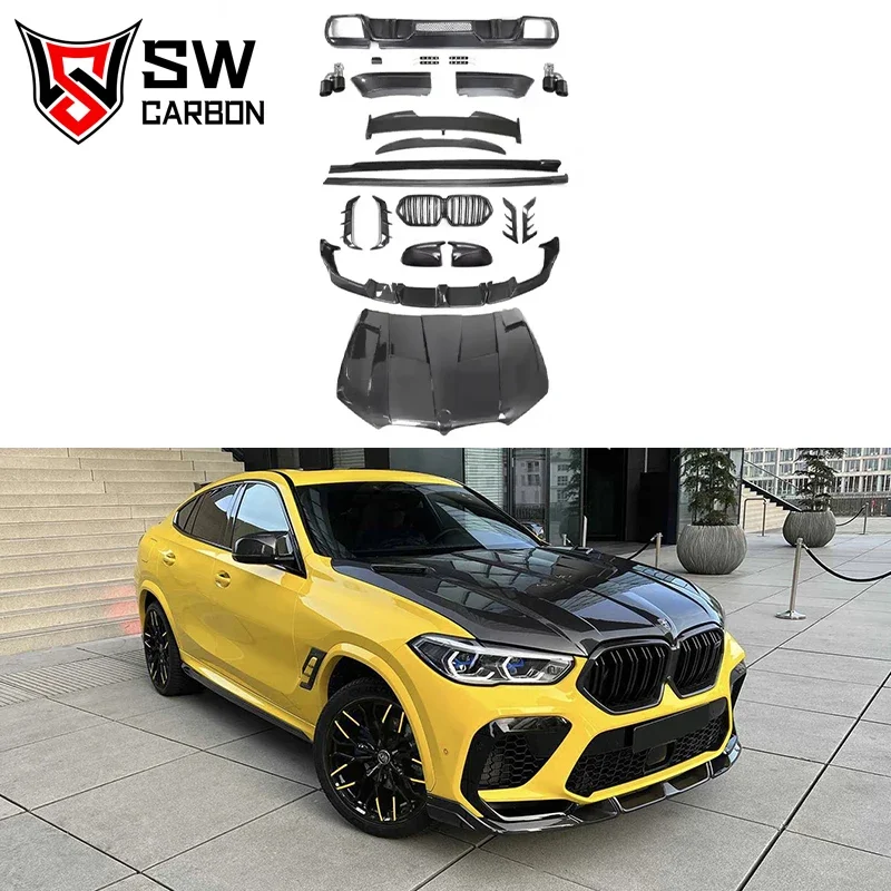 X6M F96 Carbon Faser Larte Style Body Kit für  X6M X6Competition F96 Front stoßstange Lippen haube Seitens ch weller Heck dif