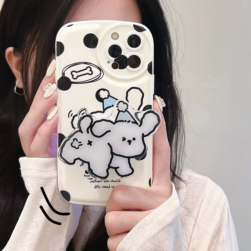 Fashion and cute puppy bracke phone case for iphone 14 13 12 11 Pro Max Plus Mini  X XS XR 7 8 Cartoon puppy back shell