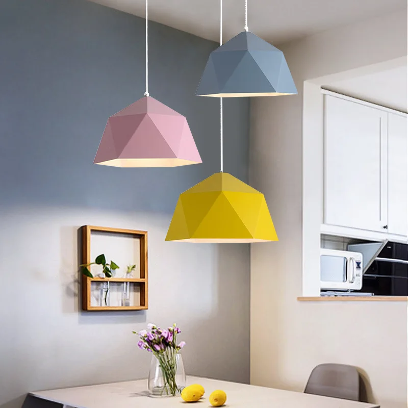 New Arrival Interior Decoration Home Lighting Nordic Colorful Pendant Lights 90 260V Universial E27 Base Ceiling Chandelier