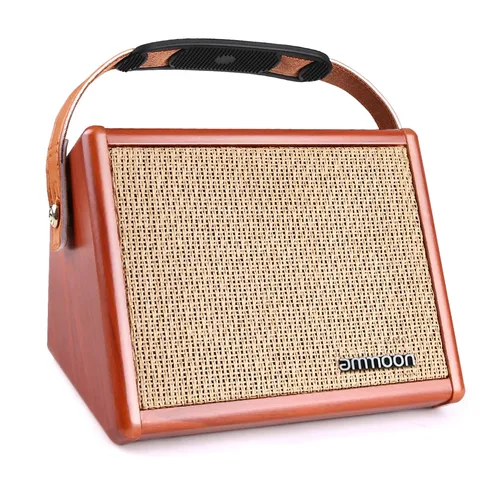 Imagen 2 del producto Ammoon-amplificador de guitarra acústica, altavoz BT con entrada de micrófono, compatible con volumen, bajo, Control de agudos, efecto de reverberación