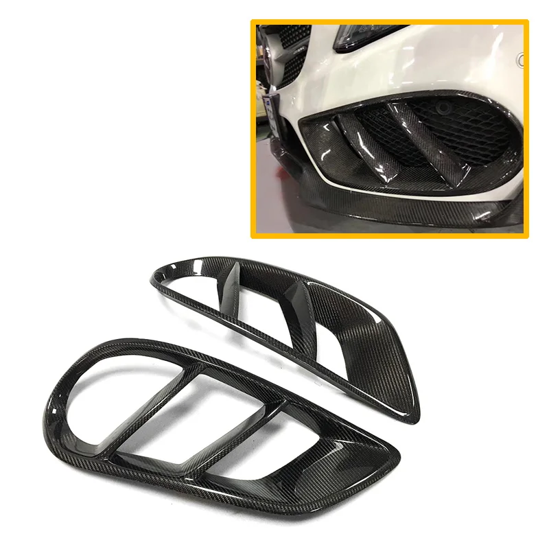 Carbon Fiber B Style Grill Frame For Mercedes Benz C Class 4-door Sports 2015-2018 W205 Front Air Vent Outlet Cover Trim
