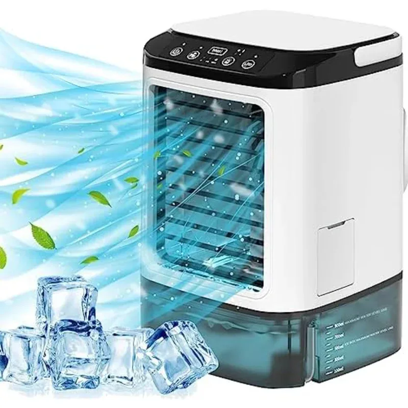 2025 El mini ventilador de aire acondicionado portátil más nuevo con 3 velocidades y 7 colores - CA para habitación, oficina, coche, camping al aire libre Ai