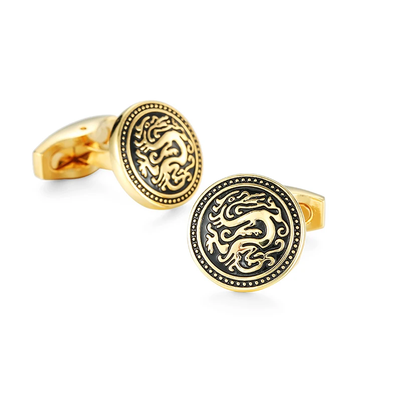 High quality brass crown cufflinks for men's weddings French shirt badges carved flower cufflinks, factory direct wholesale