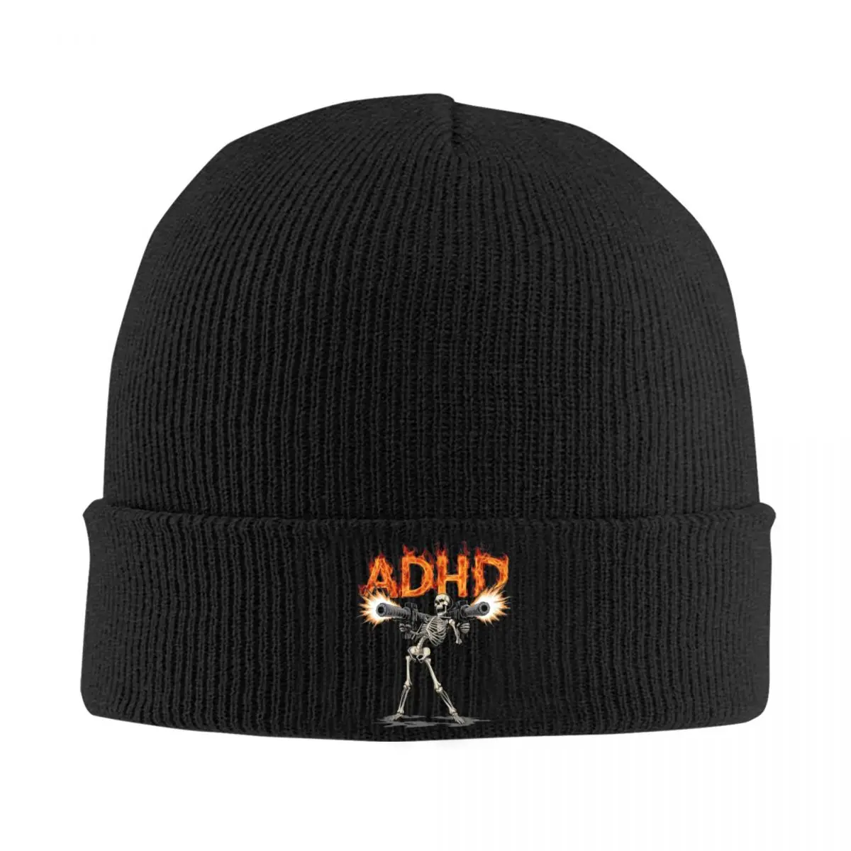 

ADHD Skeleton Meme Fire Hat Autumn Winter Beanies Warm Cap Unisex Acrylic Knitted Caps