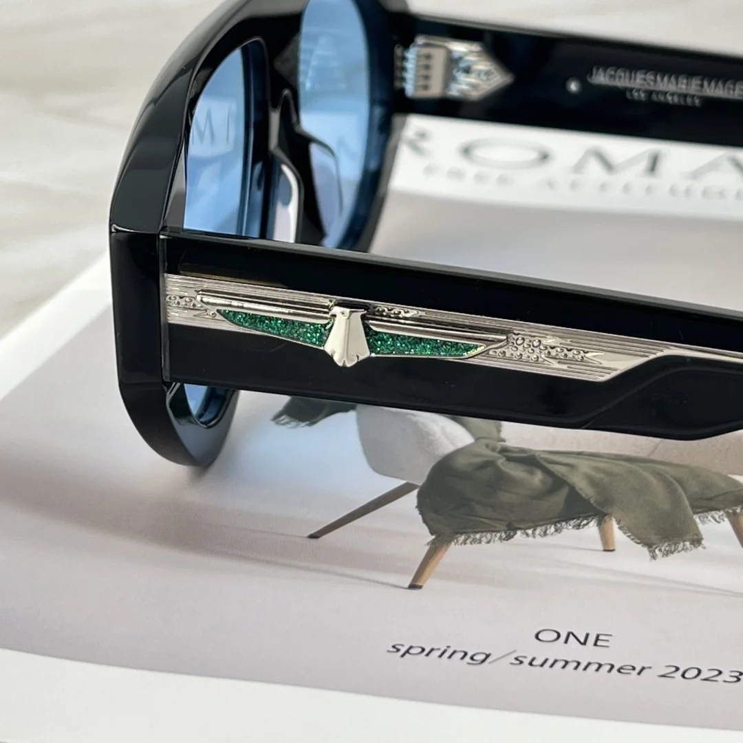 JMM Handmade Thick Oval Acetate Sunglasses UV400 Vintage Punk High Street Classic Eyewear for Men with Case