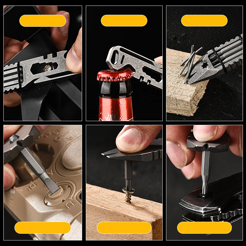 Outdoor Multifunctional EDC Titanium Alloy Pry Bar Screwdriver Bottle Opener Tool