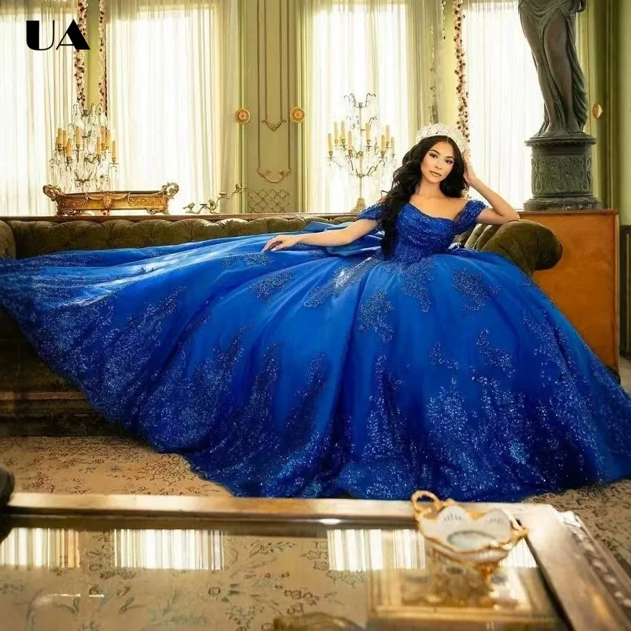 

ULBYANRY Customized A-line Ruffled Sweet 15 Dress, Exquisite Appliques Quinceanera Dress, Elegant Off-the-shoulder Ball Gown