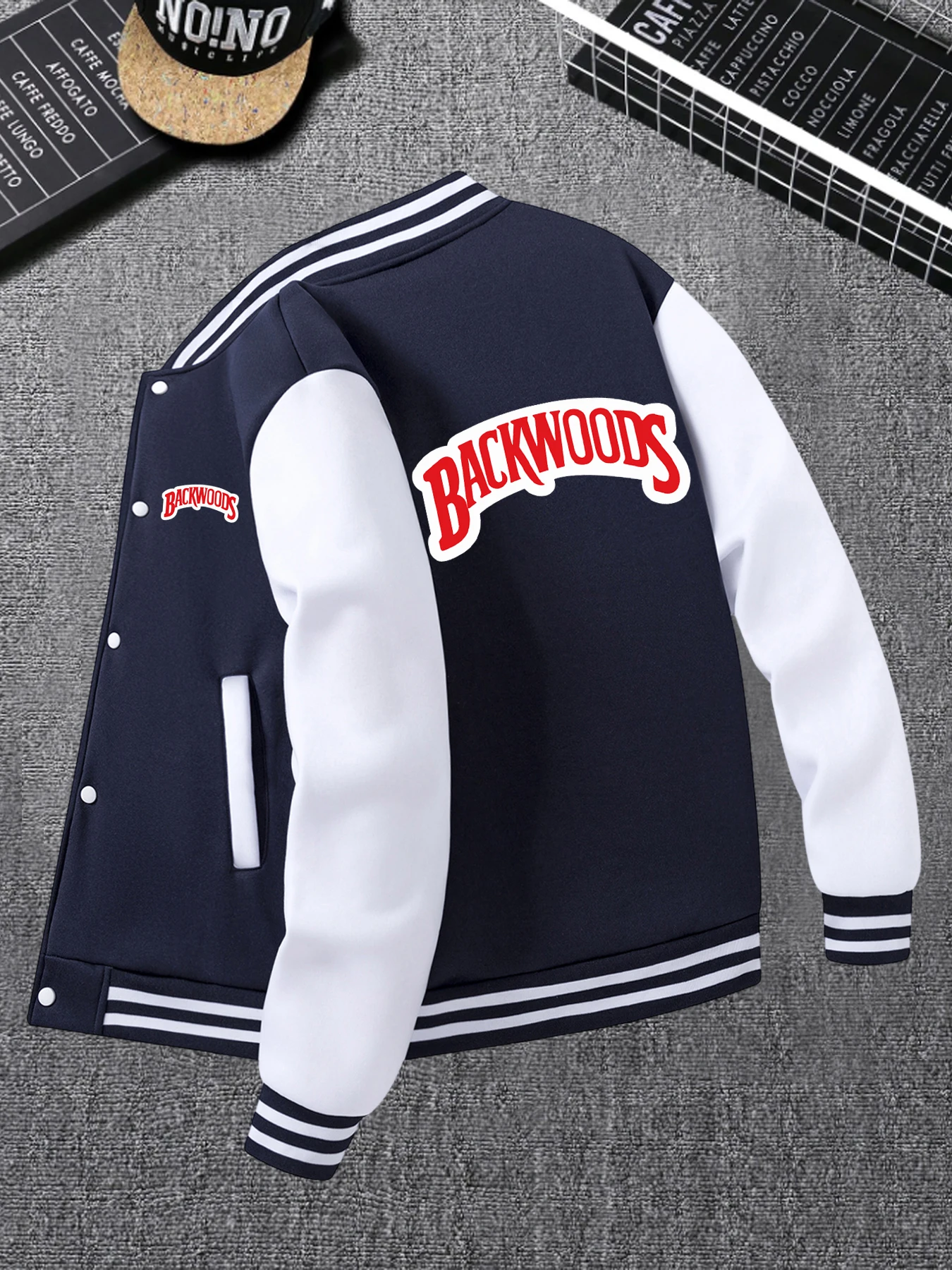 الخريف الشتاء الرجال باكوودز مطبوعة البيسبول سترة معطف فضفاض دافئ يندبروف أبلى موضة شارع العليا في الهواء الطلق الشارع الشهير #2