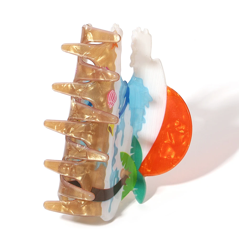 

Creative Snow Mountain Scenery Printed Pattern Hair Clip Claw For Women Girls Trendy Acrylic Crab Clamp Hair Accessories Tool