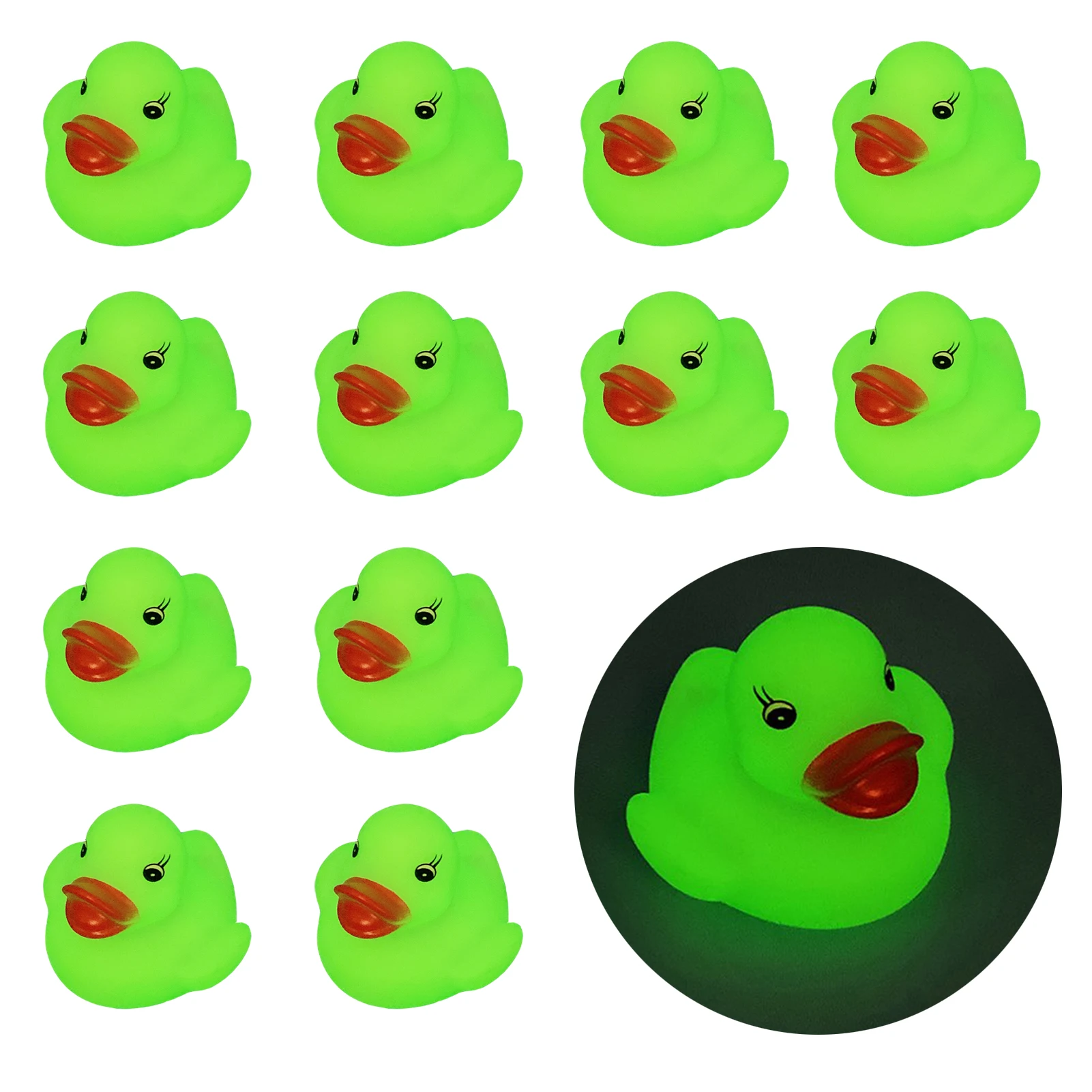 

Funny Infant Bath Toys Fluorescent Little Yellow Duck Glow In The Dark Bath Ducks Stress Relieve Water Play Toy For Kids Gifts