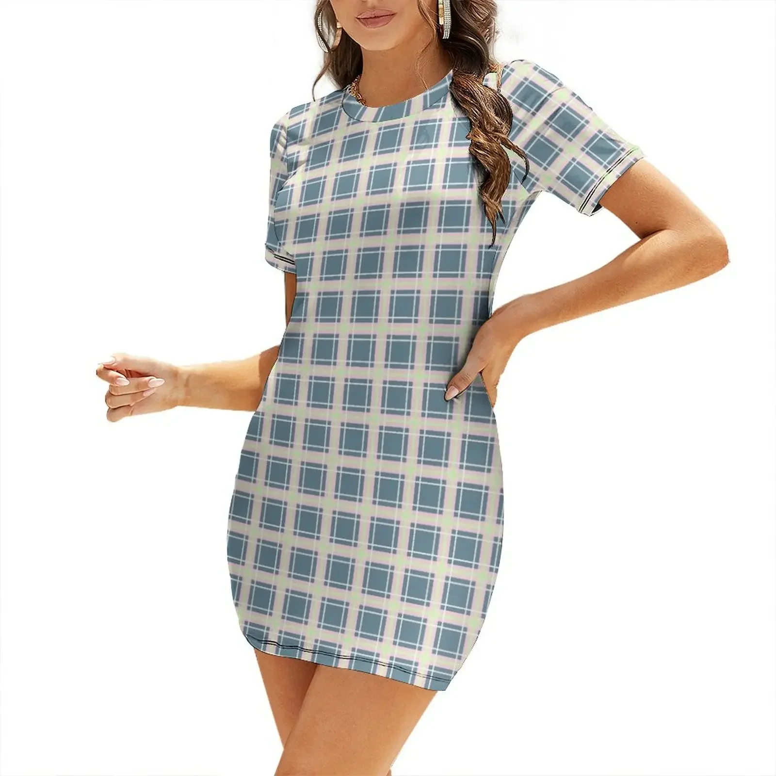 

Virus and Trip plaid Short-Sleeved Dress birthday dress dresses for women long dresses for women Dress